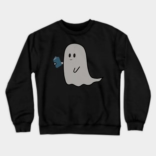 bookish little ghost reading a book - cute halloween Crewneck Sweatshirt